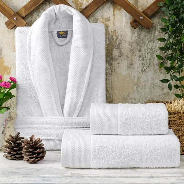 Ensemble Sortie de Bain Blanc – 3 pièces – - Trendhomedz